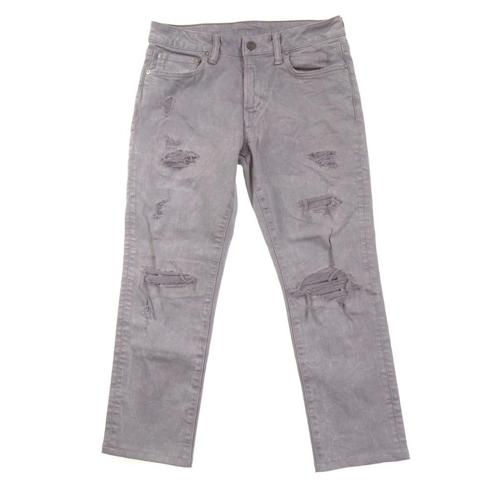 American Eagle Men’s Slim Fit Gray Distressed Jeans Size 28x28 AEO Denim